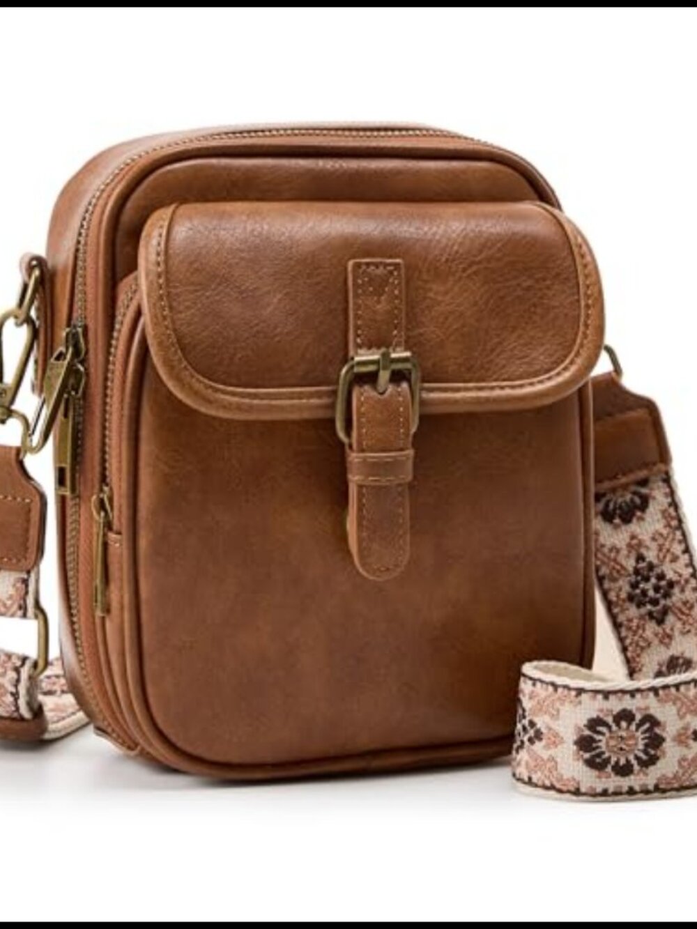 Vegan Leather Crossbody Bag RFID Card Slots Messenger Purse
